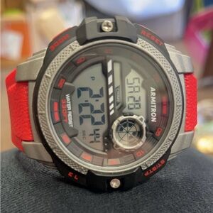 Armitron Red and Silver Digital Sport Watch